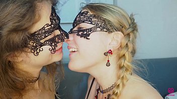 Erotic Lesbians teen kissing and cum in their mouths with french kiss