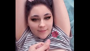 Cute girl sends nude pics in snap and fucks with a fan POV